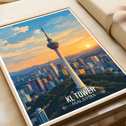 KL Tower - Malaysia - Travel Wall Art Deco Poster Print - Art Print - Travel Art Poster