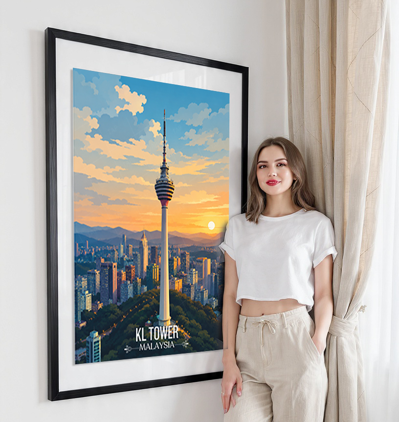 KL Tower - Malaysia - Travel Wall Art Deco Poster Print