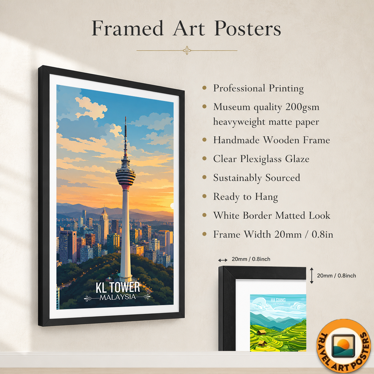KL Tower - Malaysia - Travel Wall Art Deco Poster Print