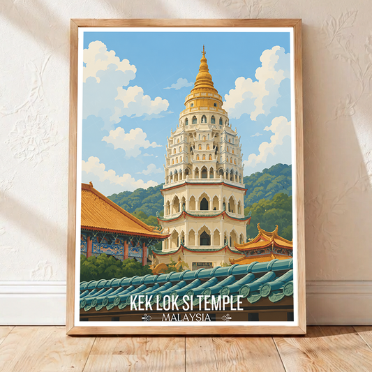 Kek Lok Si Temple - Malaysia - Travel Wall Art Deco Poster Print - Art Print - Travel Art Poster