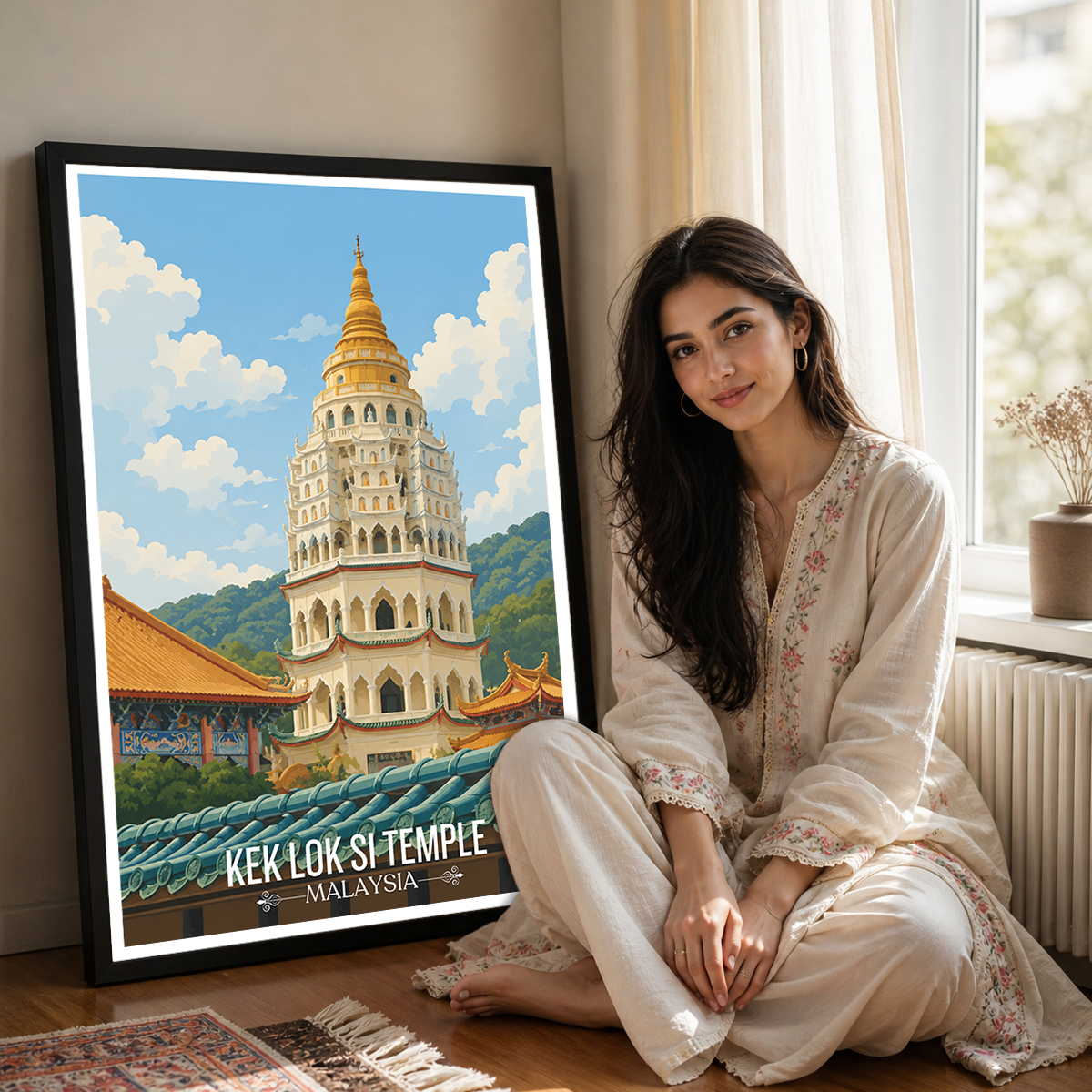 Kek Lok Si Temple - Malaysia - Travel Wall Art Deco Poster Print