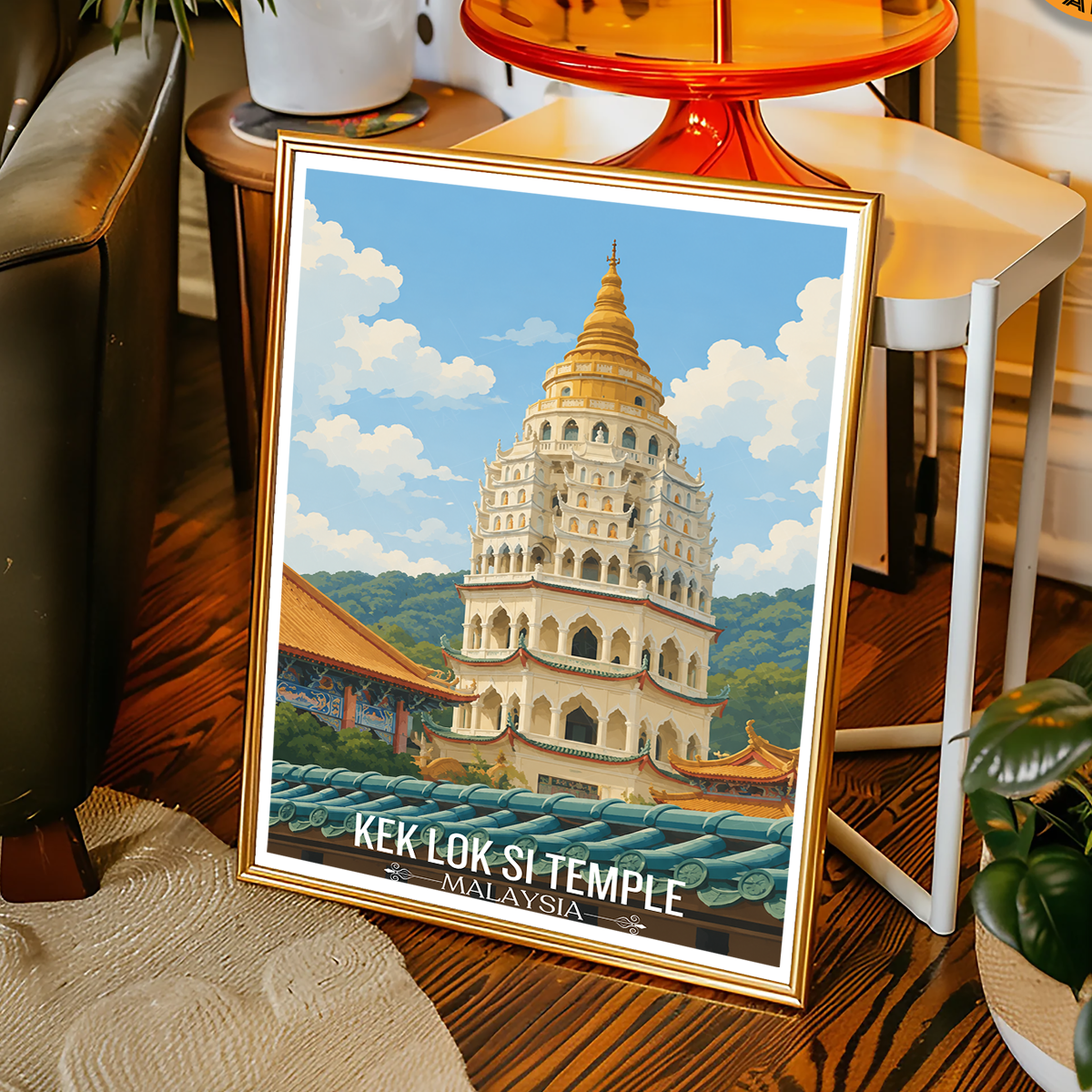 Kek Lok Si Temple - Malaysia - Travel Wall Art Deco Poster Print