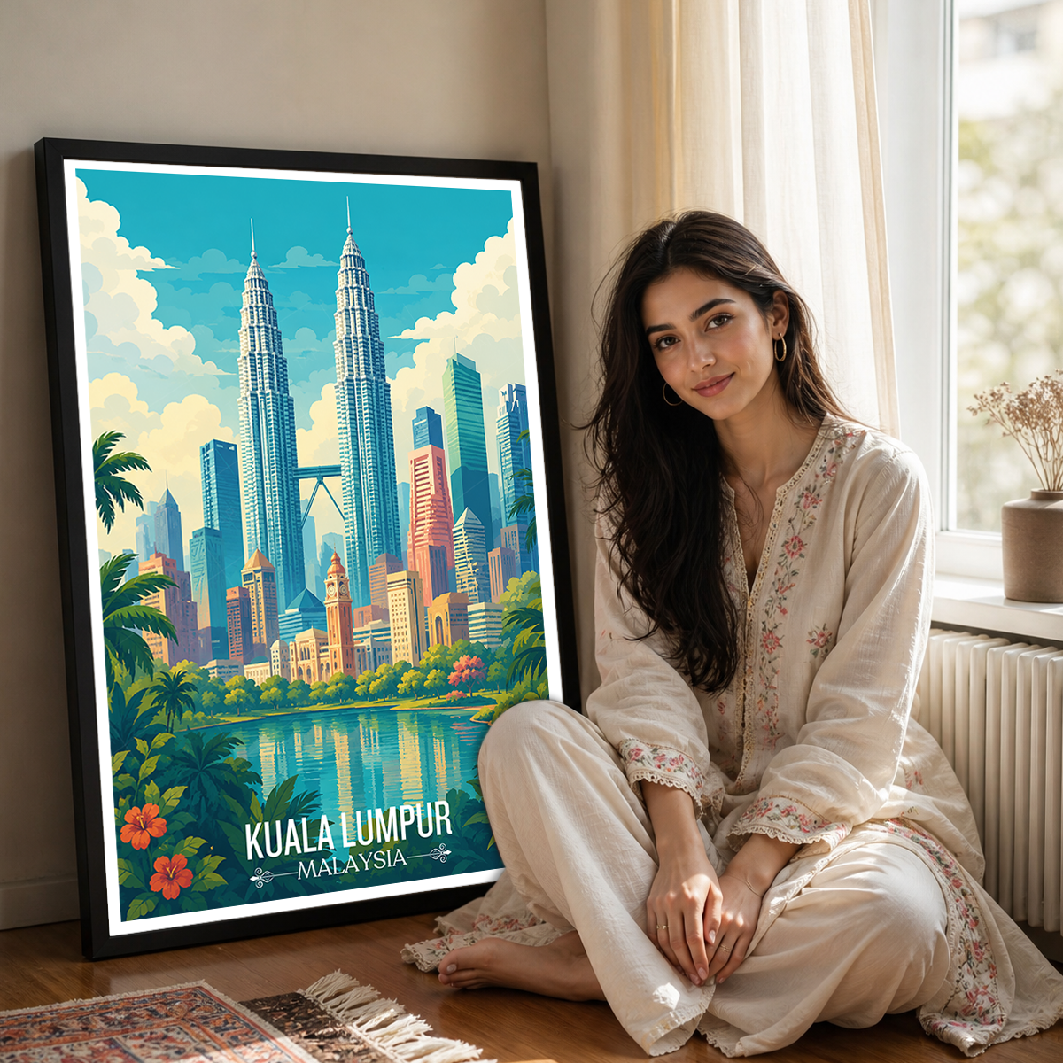 Kuala Lumpur - Malaysia - Vintage Travel Wall Art Poster Print