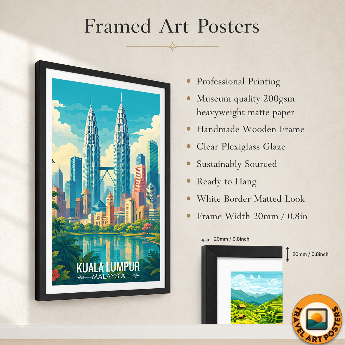 Kuala Lumpur - Malaysia - Vintage Travel Wall Art Poster Print
