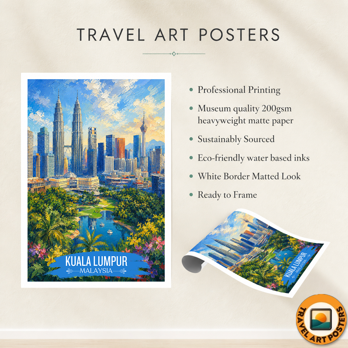 Kuala Lumpur - Malaysia - Vintage Travel Wall Art Poster Print (Copy)