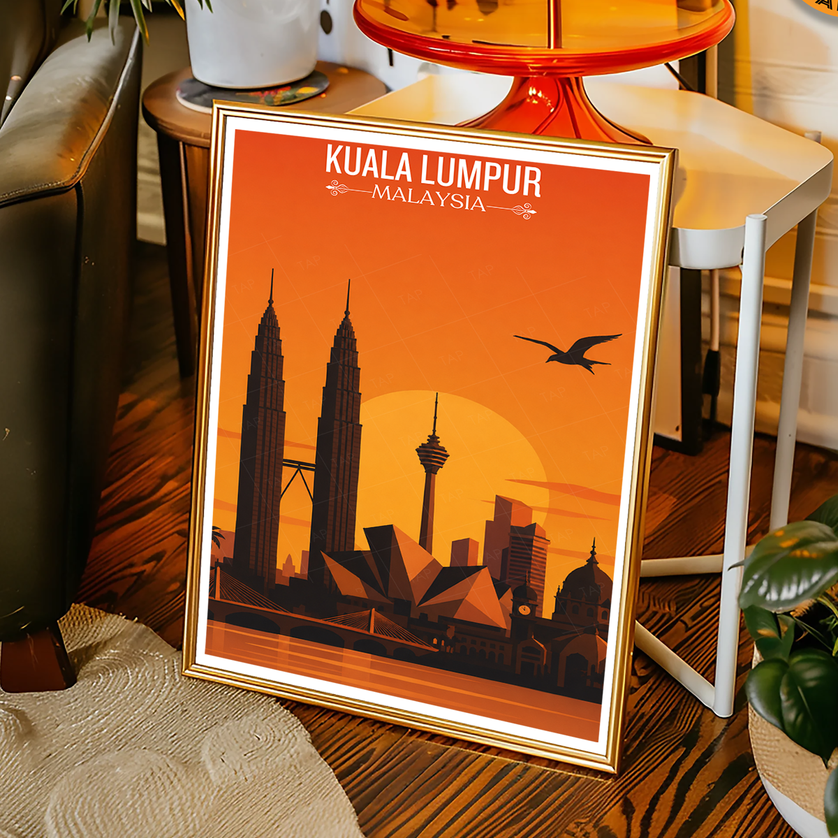 Kuala Lumpur - Malaysia - Vintage Travel Wall Art Poster Print