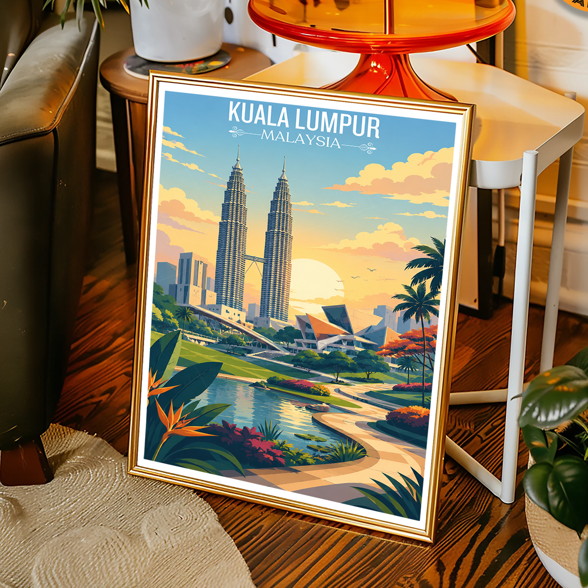 Kuala Lumpur - Malaysia - Vintage Travel Wall Art Poster Print
