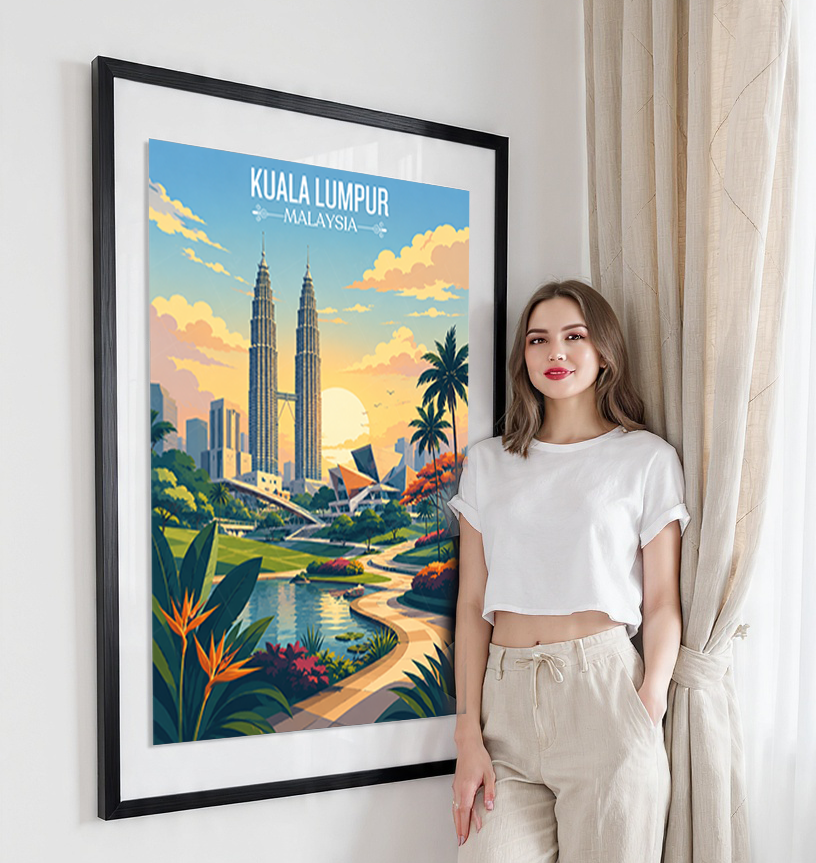 Kuala Lumpur - Malaysia - Vintage Travel Wall Art Poster Print