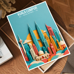 Kuala Lumpur - Malaysia - Vintage Travel Wall Art Poster Print