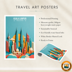 Kuala Lumpur - Malaysia - Vintage Travel Wall Art Poster Print
