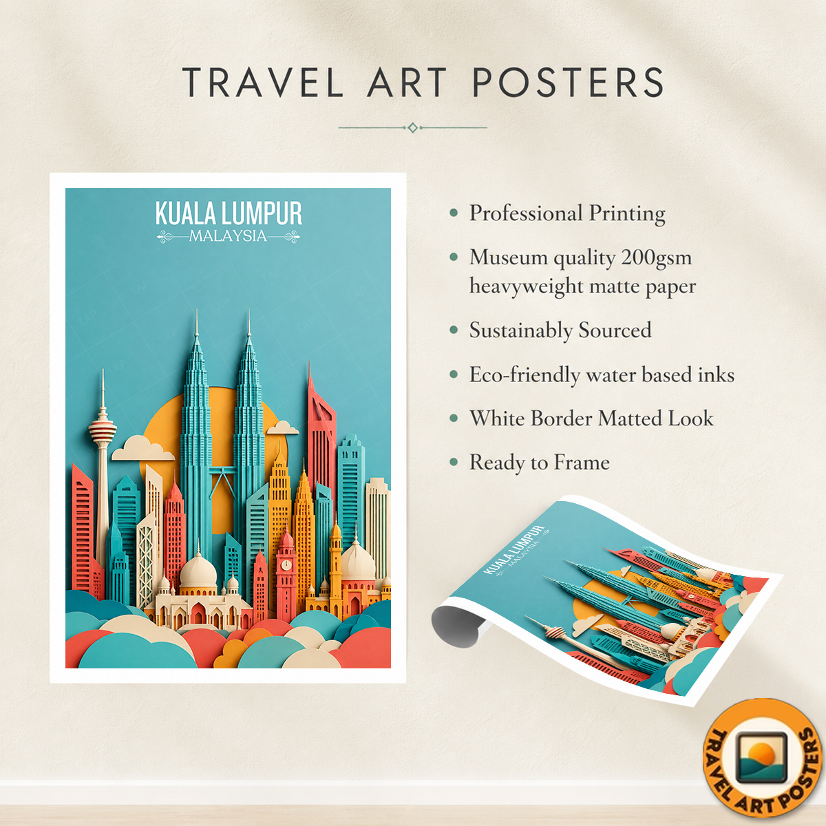 Kuala Lumpur - Malaysia - Vintage Travel Wall Art Poster Print