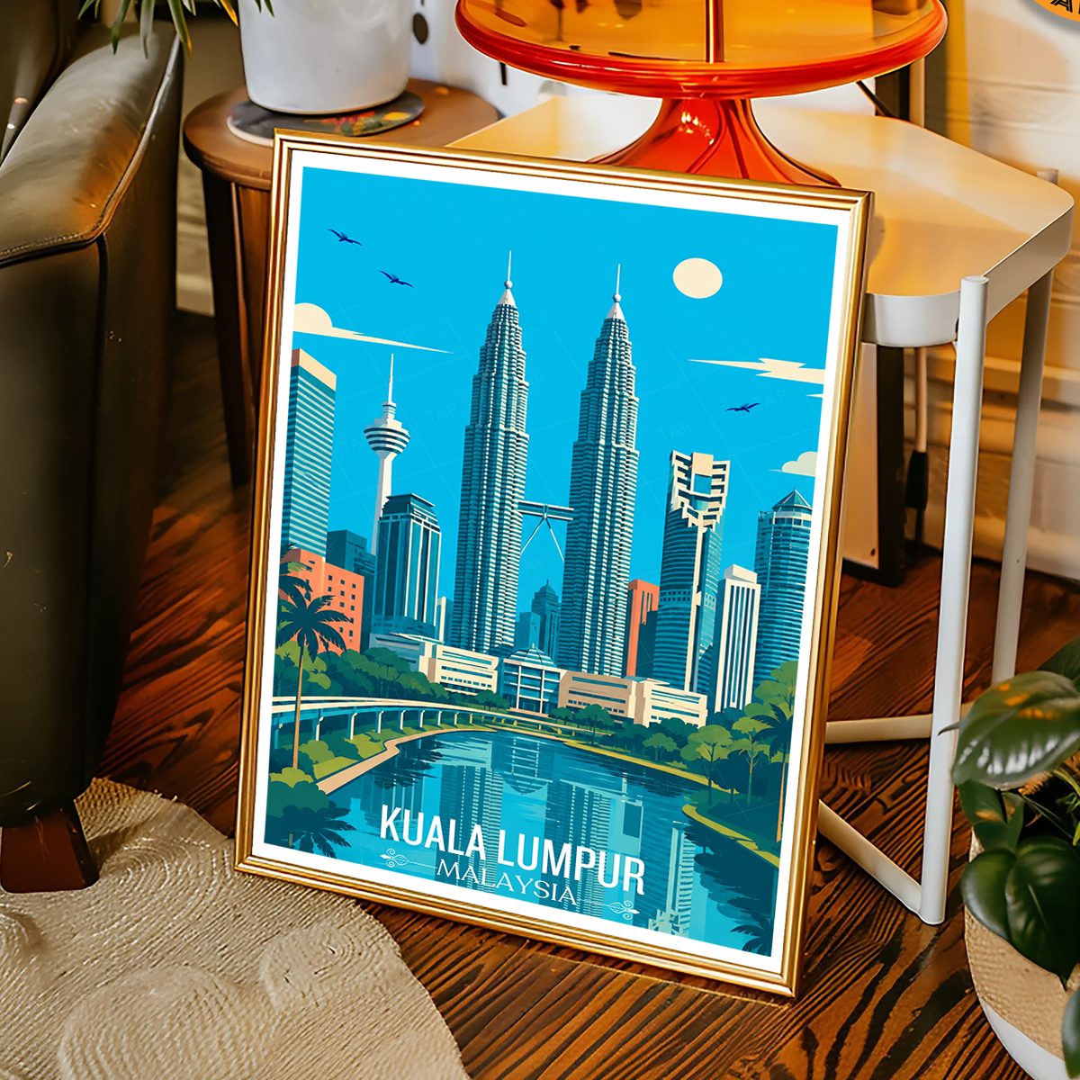 Kuala Lumpur - Malaysia - Vintage Travel Wall Art Poster Print