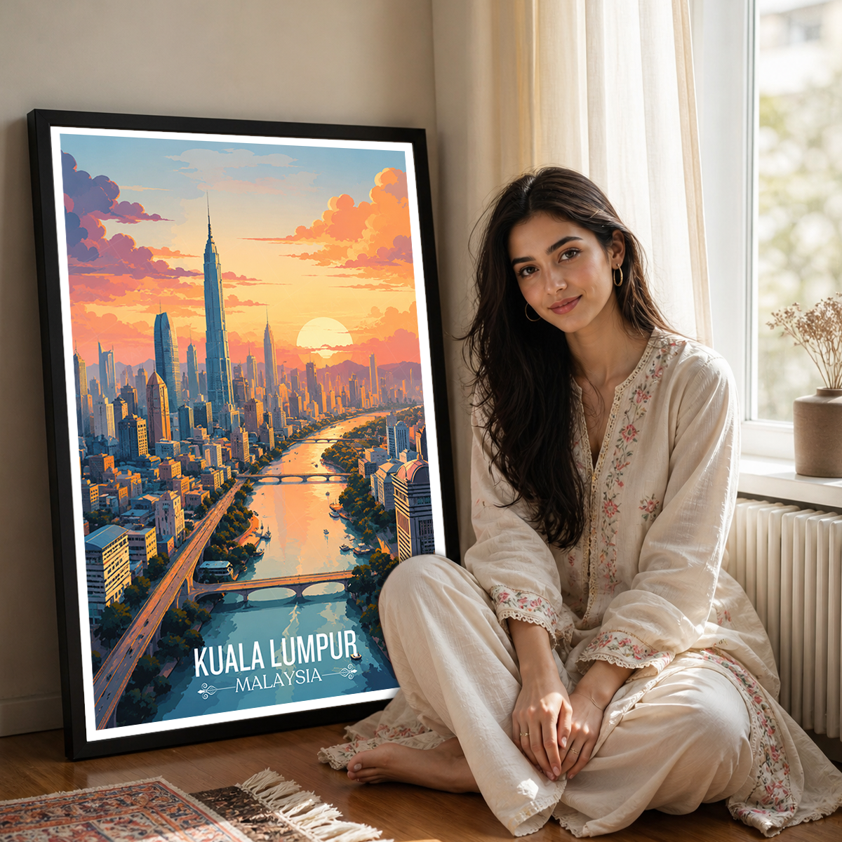 Kuala Lumpur - Malaysia - Vintage Travel Wall Art Poster Print