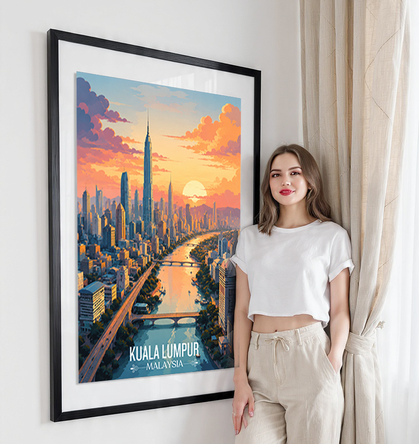 Kuala Lumpur - Malaysia - Vintage Travel Wall Art Poster Print
