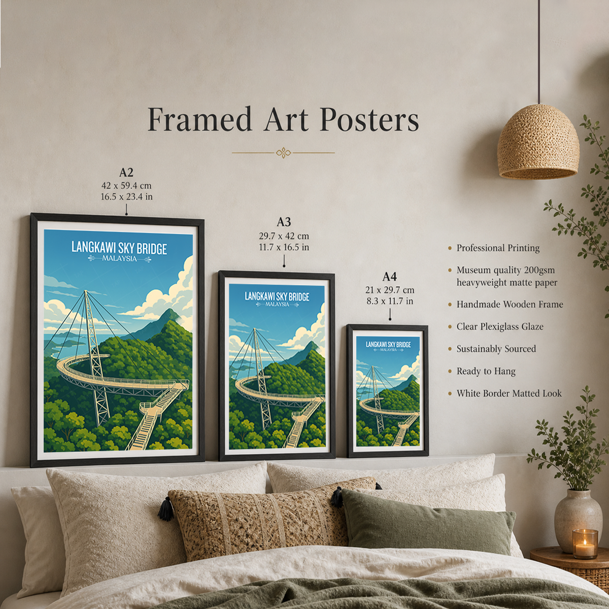 Langkawi Sky Bridge - Malaysia - Travel Wall Art Deco Poster Print