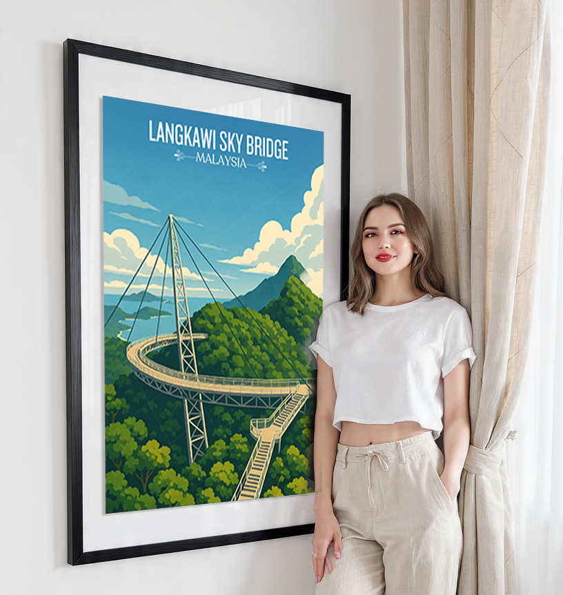Langkawi Sky Bridge - Malaysia - Travel Wall Art Deco Poster Print