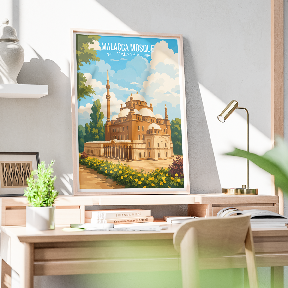Malacca Mosque - Malaysia - Travel Wall Art Deco Poster Print