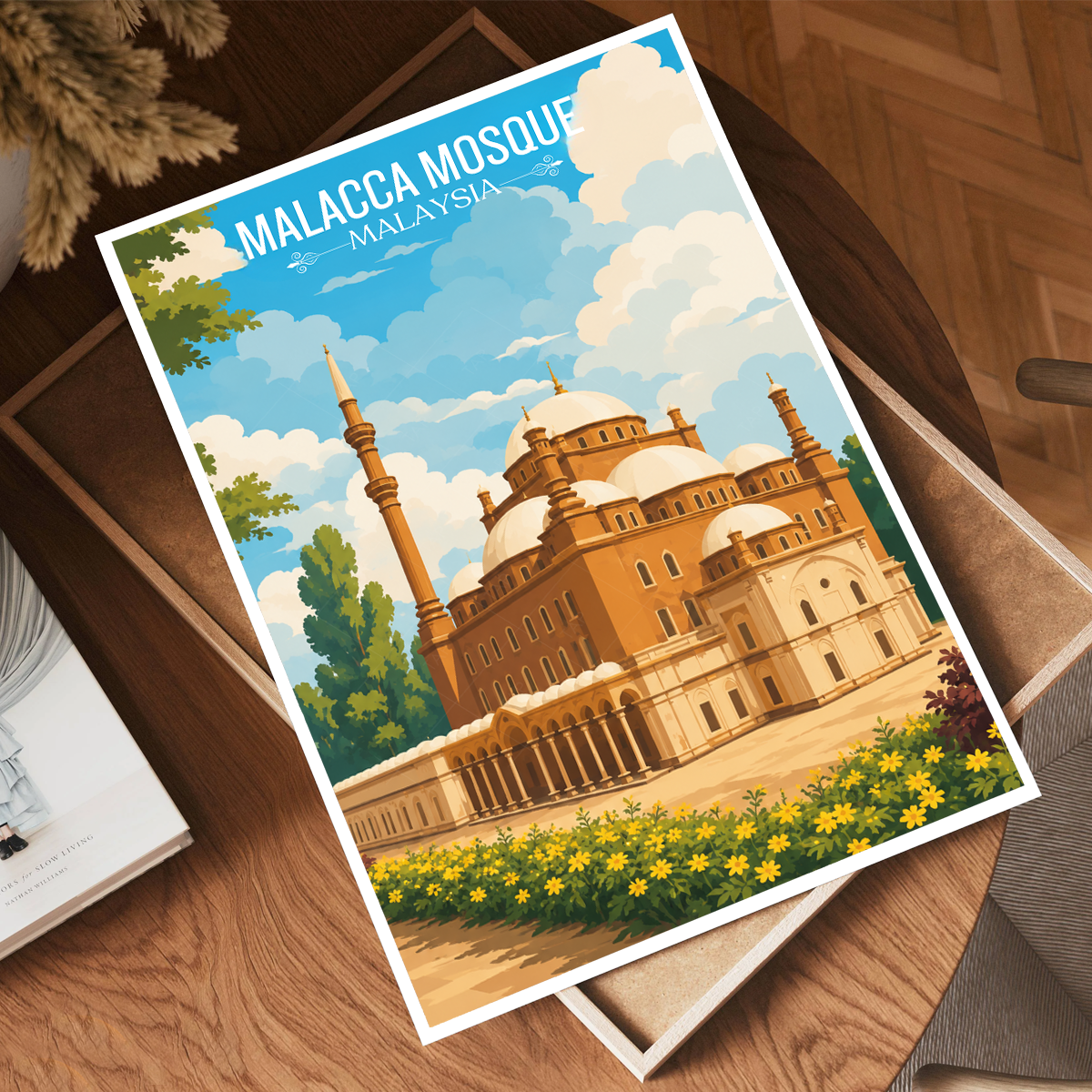 Malacca Mosque - Malaysia - Travel Wall Art Deco Poster Print