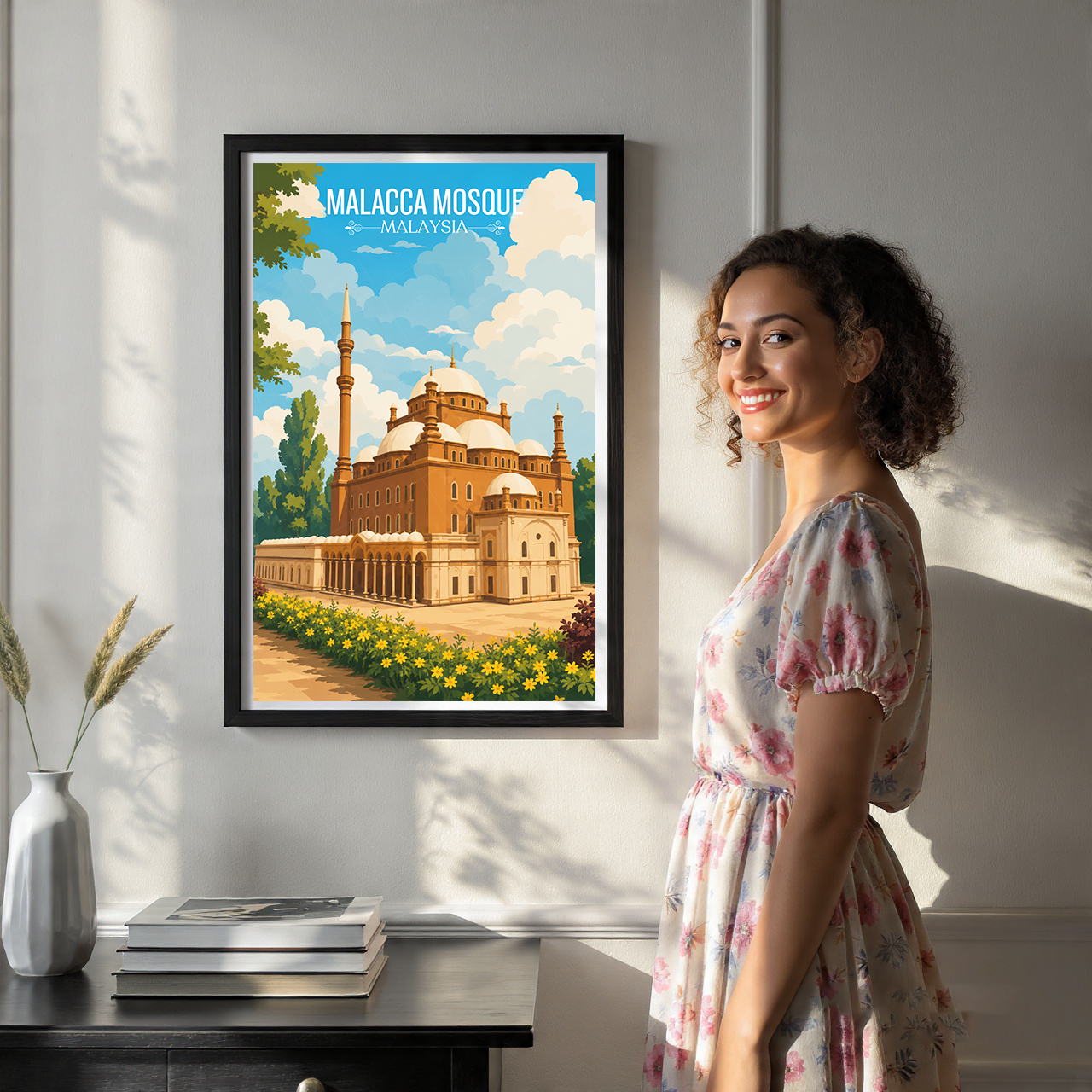 Malacca Mosque - Malaysia - Travel Wall Art Deco Poster Print