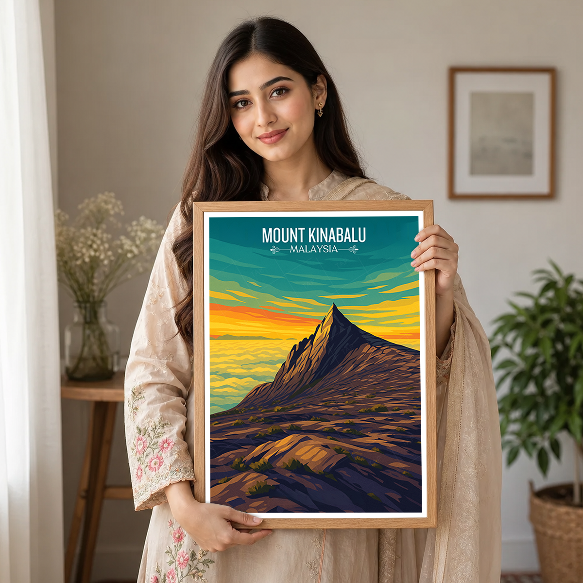 Mount Kinabalu - Malaysia - Travel Wall Art Deco Poster Print