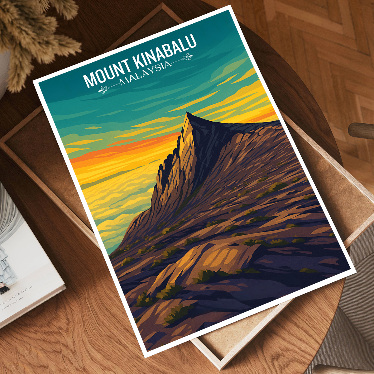 Mount Kinabalu - Malaysia - Travel Wall Art Deco Poster Print