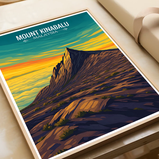 Mount Kinabalu - Malaysia - Travel Wall Art Deco Poster Print - Art Print - Travel Art Poster