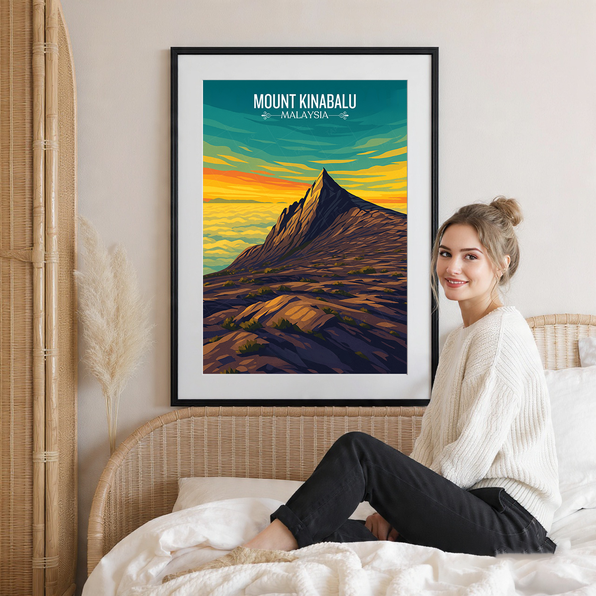 Mount Kinabalu - Malaysia - Travel Wall Art Deco Poster Print