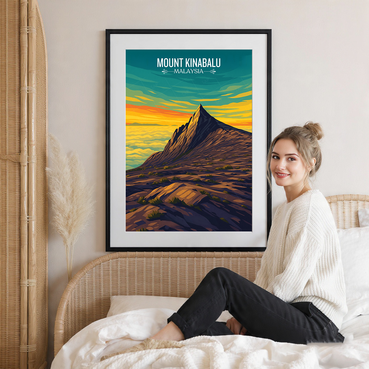 Mount Kinabalu - Malaysia - Travel Wall Art Deco Poster Print
