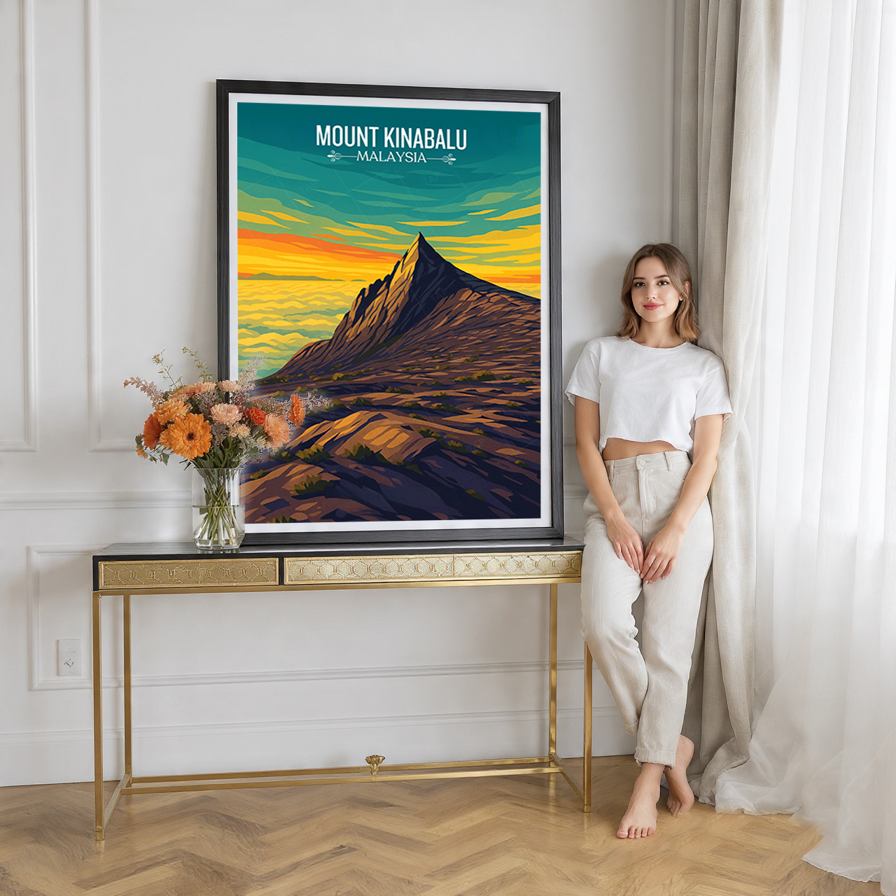 Mount Kinabalu - Malaysia - Travel Wall Art Deco Poster Print