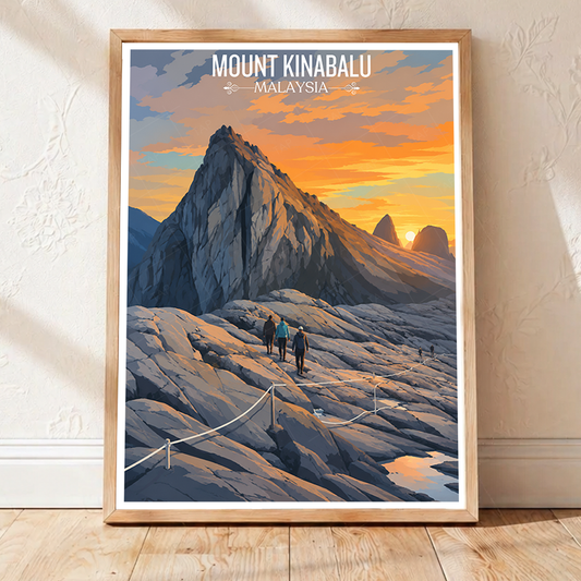 Mount Kinabalu - Malaysia - Travel Wall Art Deco Poster Print - Art Print - Travel Art Poster
