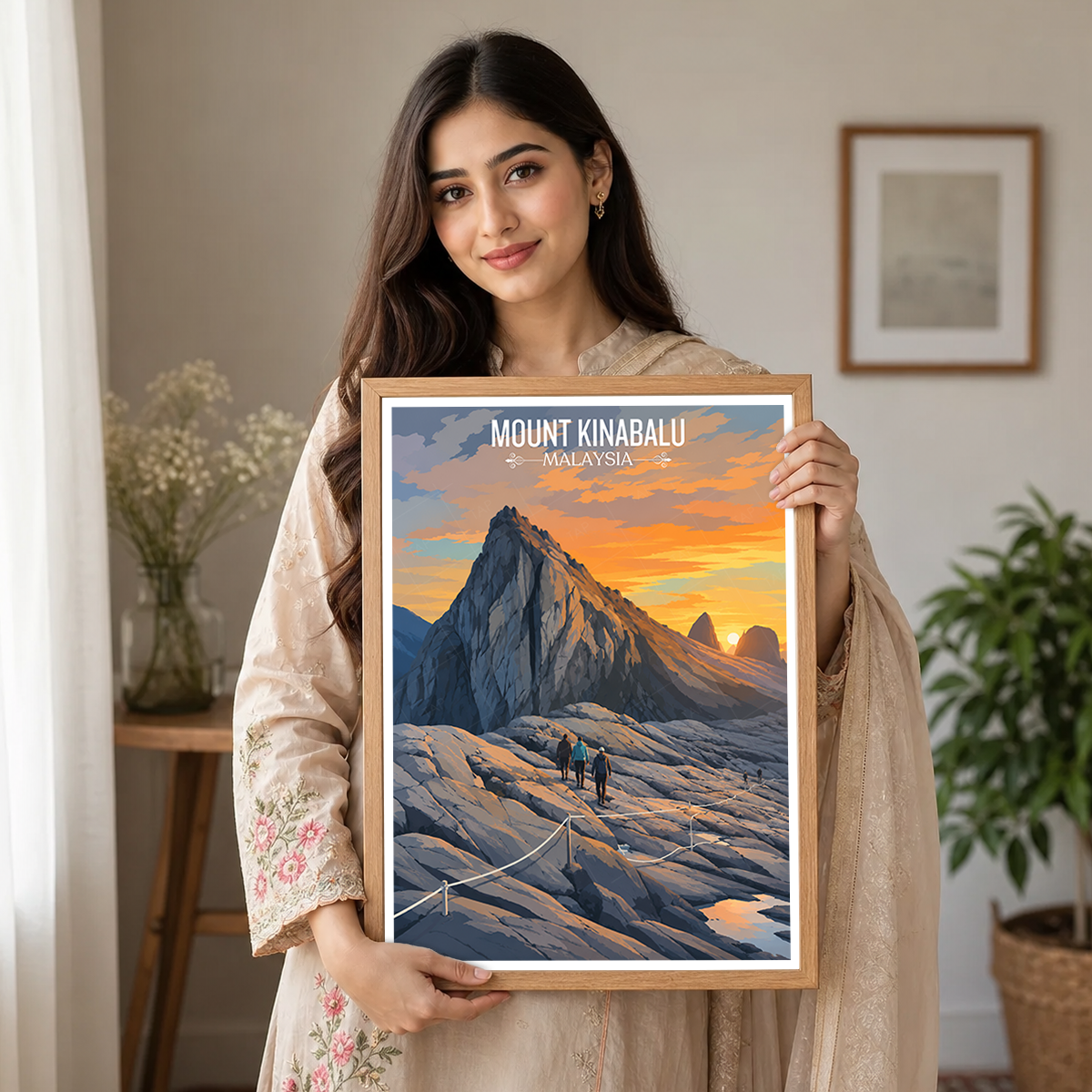 Mount Kinabalu - Malaysia - Travel Wall Art Deco Poster Print - Art Print - Travel Art Poster