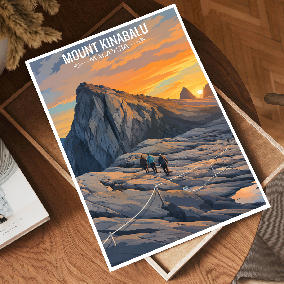 Mount Kinabalu - Malaysia - Travel Wall Art Deco Poster Print - Art Print - Travel Art Poster