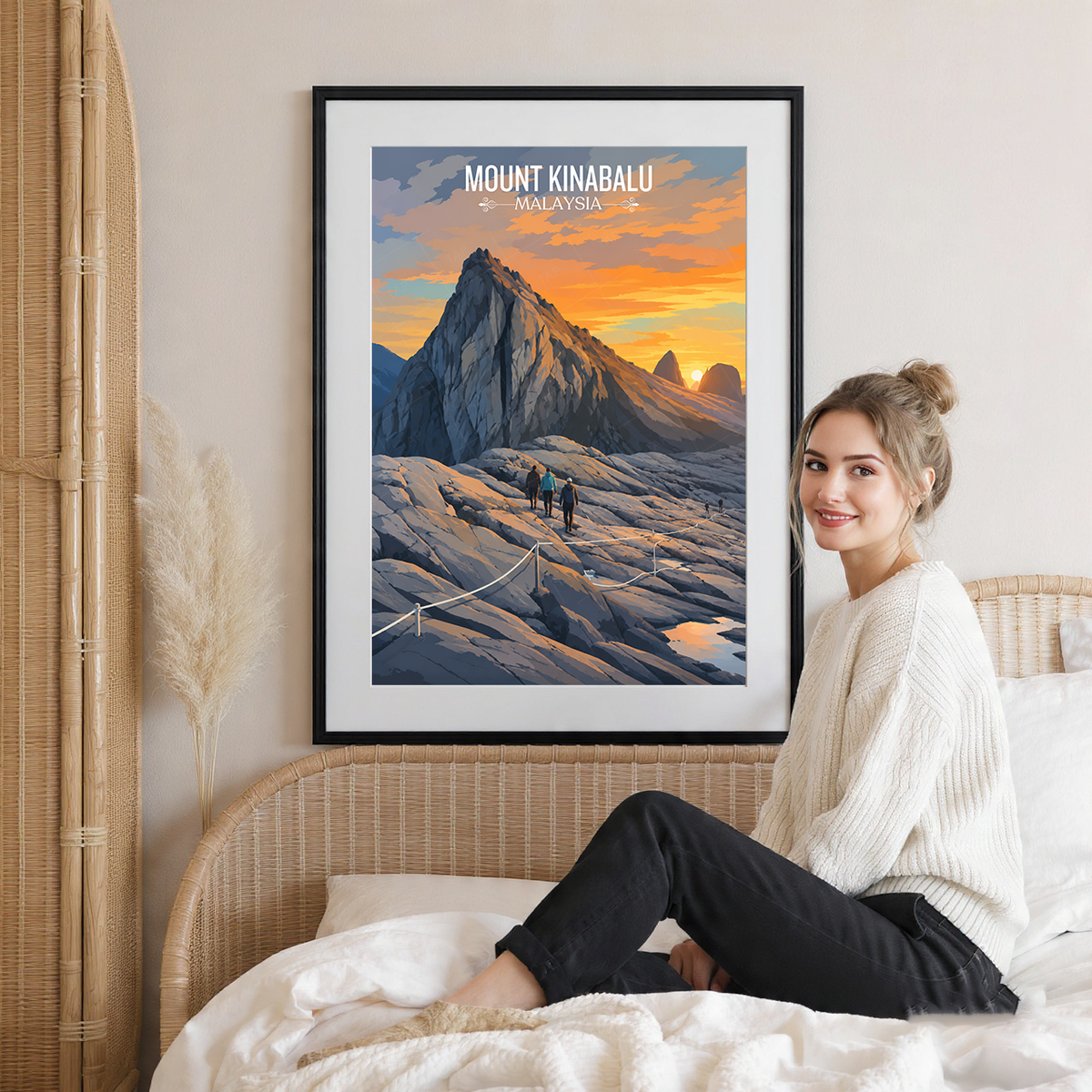 Mount Kinabalu - Malaysia - Travel Wall Art Deco Poster Print - Art Print - Travel Art Poster