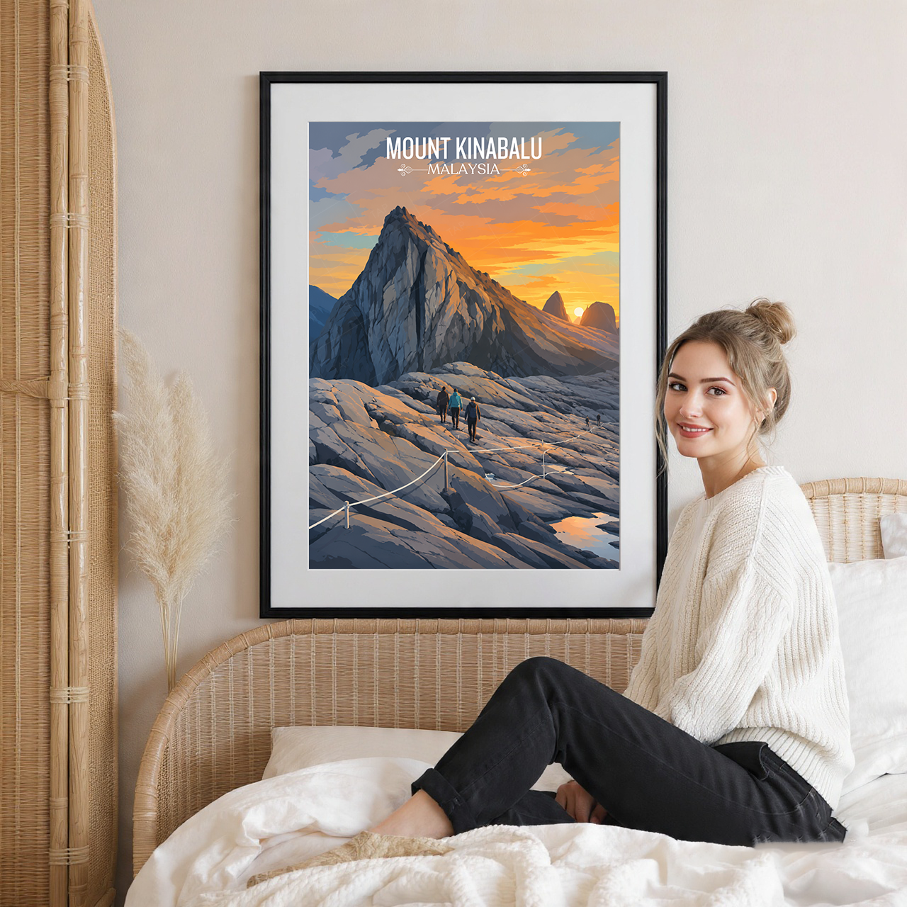 Mount Kinabalu - Malaysia - Travel Wall Art Deco Poster Print - Art Print - Travel Art Poster