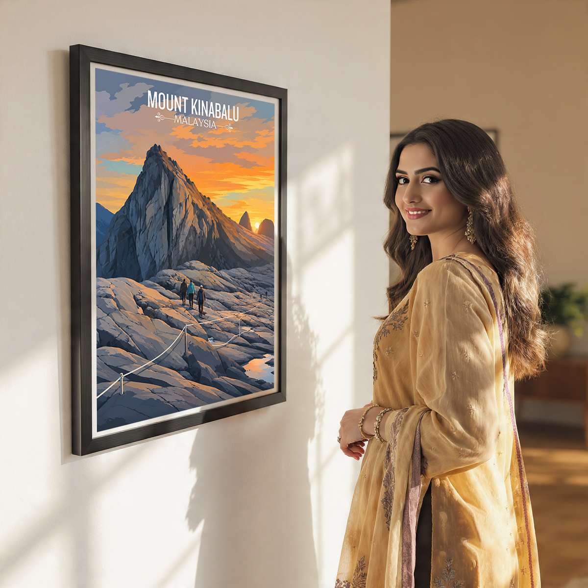 Mount Kinabalu - Malaysia - Travel Wall Art Deco Poster Print - Art Print - Travel Art Poster
