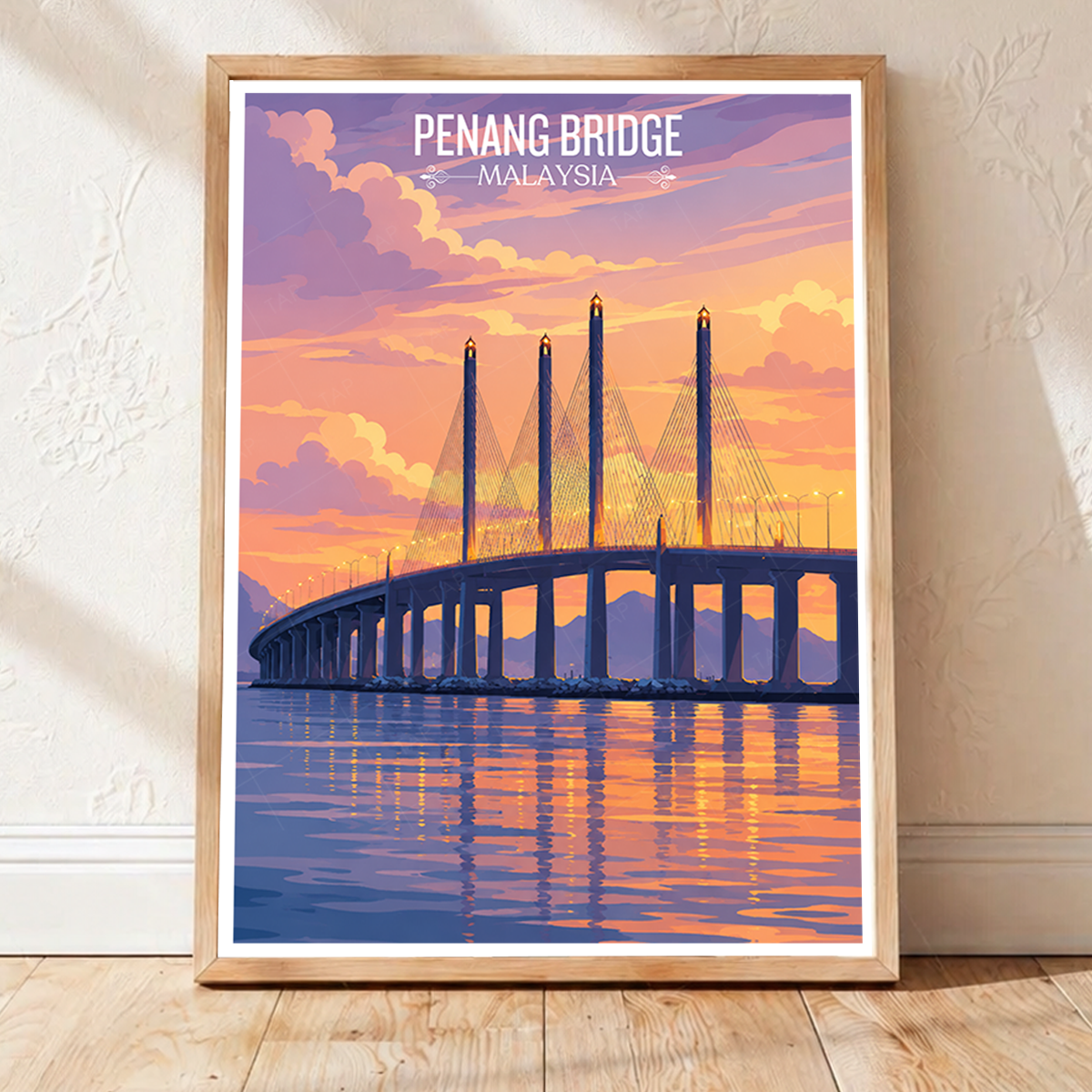 Penang Bridge - Malaysia - Travel Wall Art Deco Poster Print - Art Print - Travel Art Poster