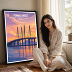 Penang Bridge - Malaysia - Travel Wall Art Deco Poster Print - Art Print - Travel Art Poster