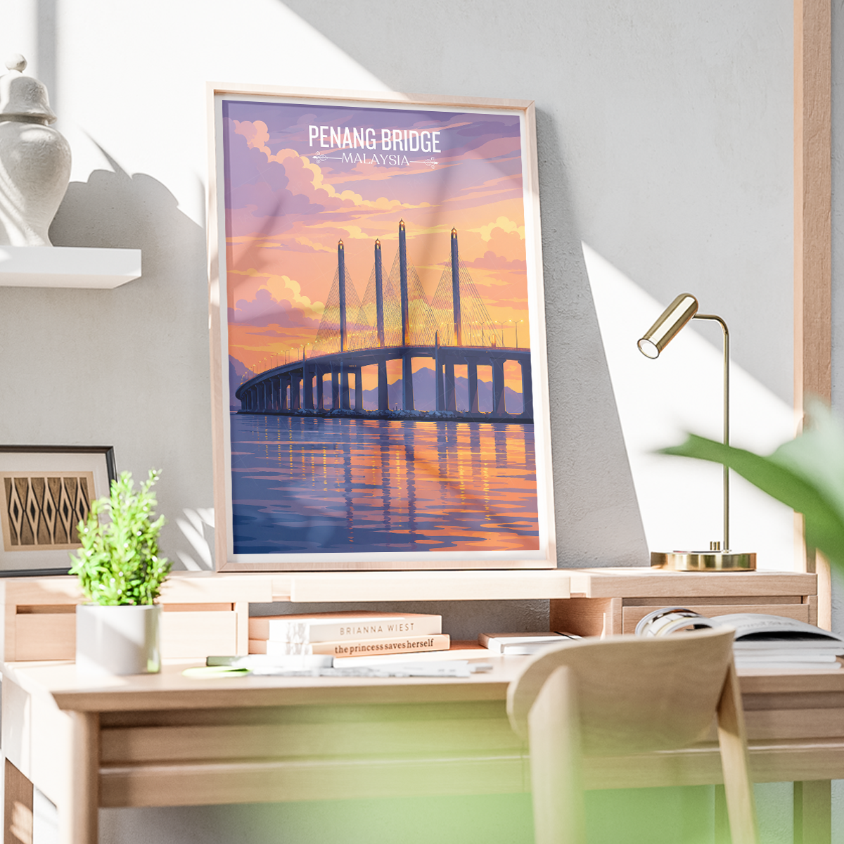 Penang Bridge - Malaysia - Travel Wall Art Deco Poster Print - Art Print - Travel Art Poster