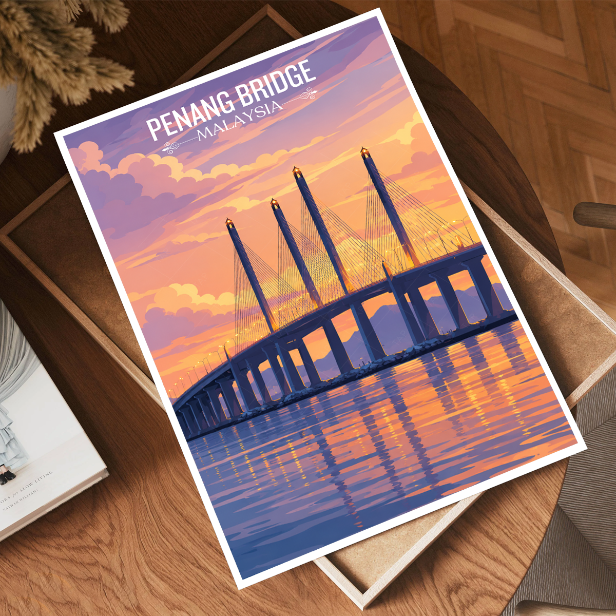 Penang Bridge - Malaysia - Travel Wall Art Deco Poster Print - Art Print - Travel Art Poster