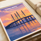 Penang Bridge - Malaysia - Travel Wall Art Deco Poster Print - Art Print - Travel Art Poster