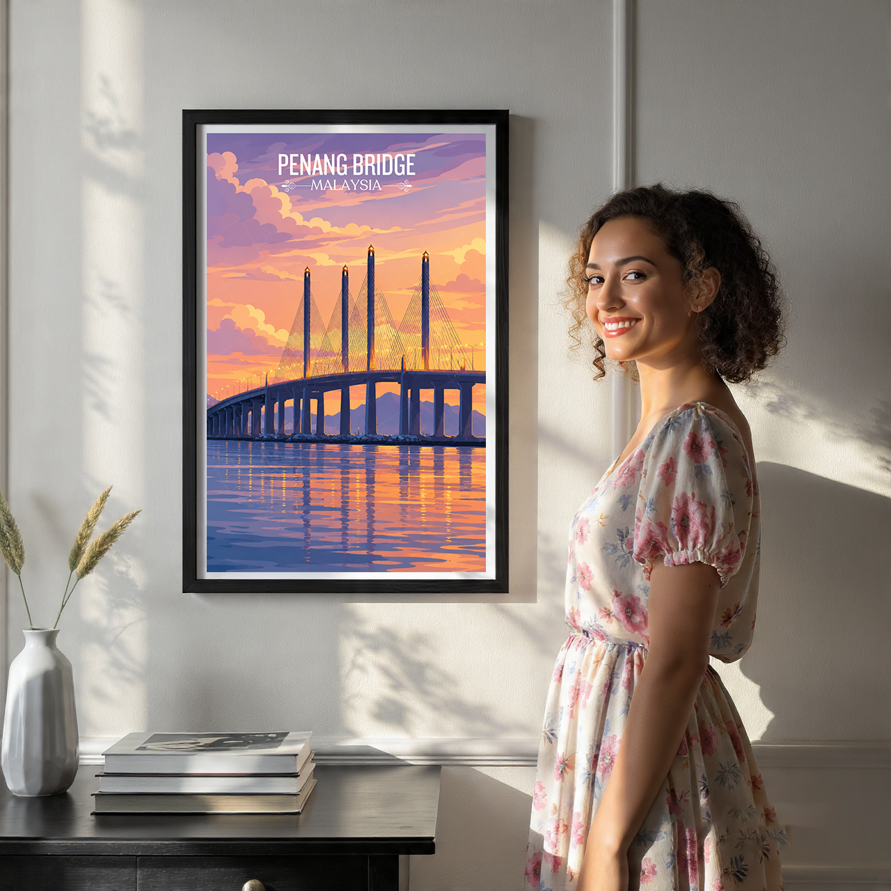 Penang Bridge - Malaysia - Travel Wall Art Deco Poster Print - Art Print - Travel Art Poster