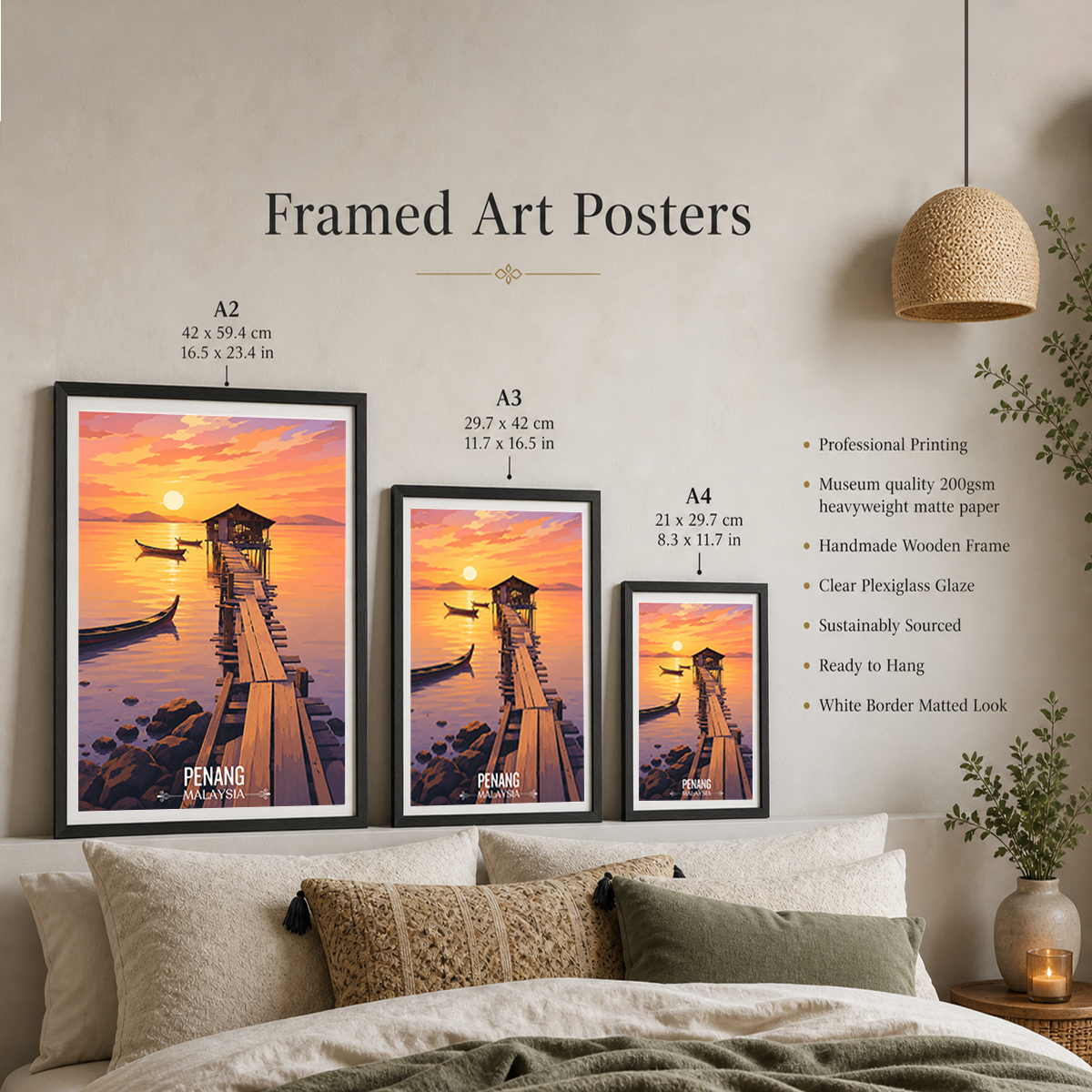 Penang - Malaysia - Travel Wall Art Deco Poster Print - Art Print - Travel Art Poster