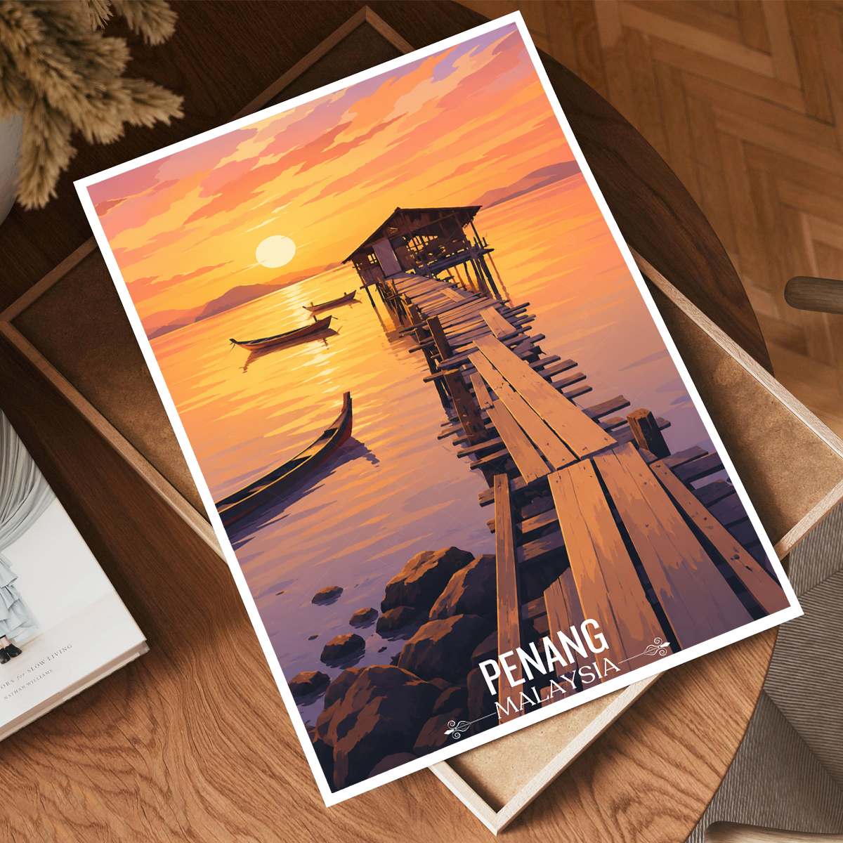 Penang - Malaysia - Travel Wall Art Deco Poster Print - Art Print - Travel Art Poster