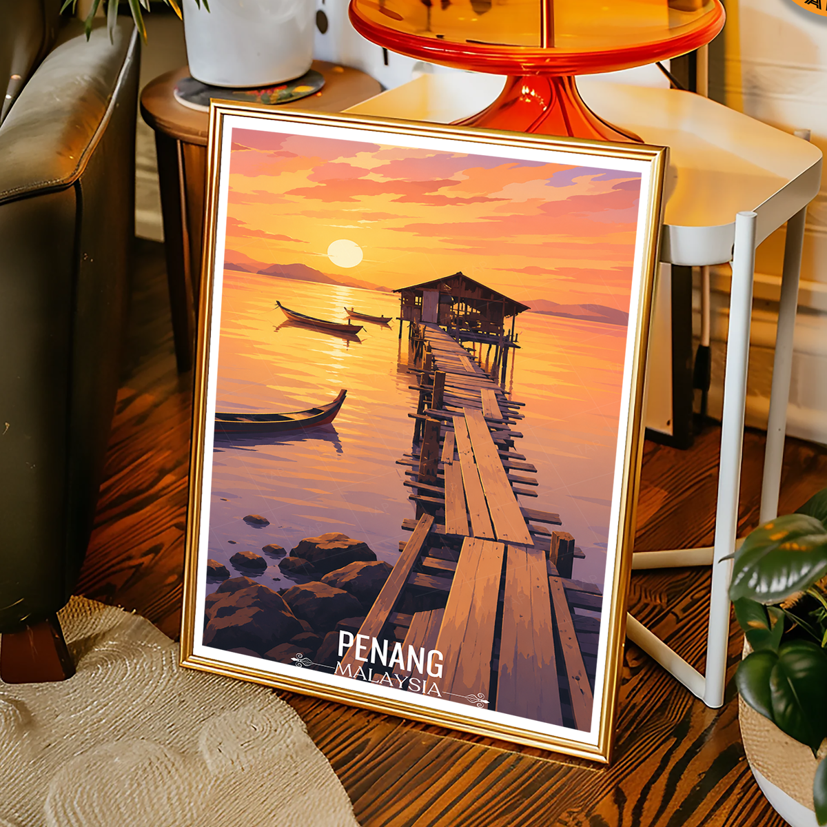 Penang - Malaysia - Travel Wall Art Deco Poster Print - Art Print - Travel Art Poster