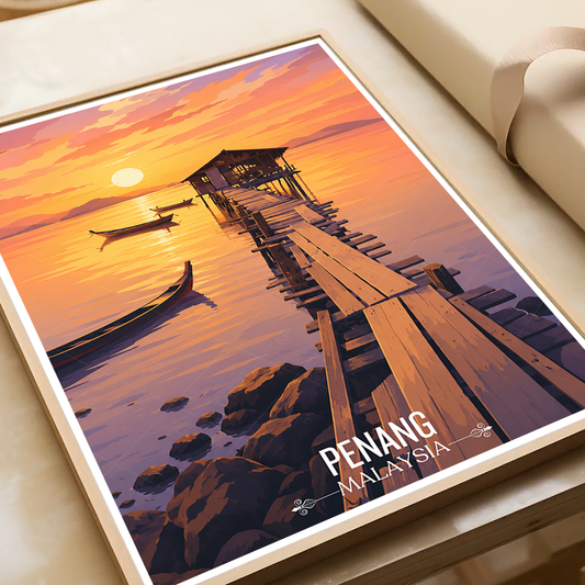 Penang - Malaysia - Travel Wall Art Deco Poster Print - Art Print - Travel Art Poster