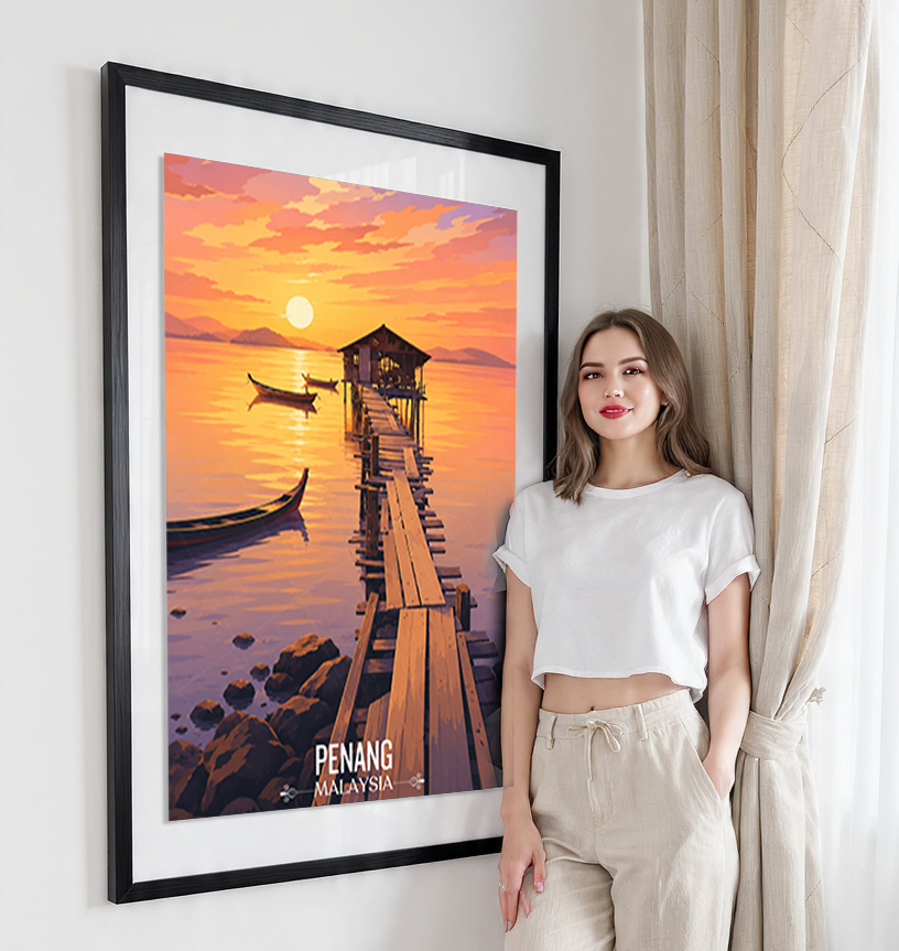 Penang - Malaysia - Travel Wall Art Deco Poster Print - Art Print - Travel Art Poster