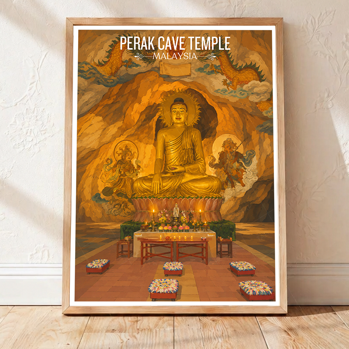 Perak Cave Temple - Malaysia - Travel Wall Art Deco Poster Print - Art Print - Travel Art Poster