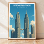 Petronas Twin Towers - Malaysia - Travel Wall Art Deco Poster Print - Art Print - Travel Art Poster