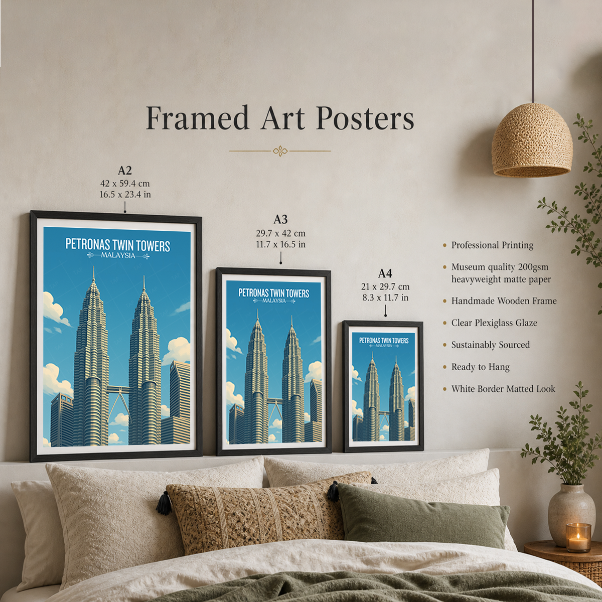 Petronas Twin Towers - Malaysia - Travel Wall Art Deco Poster Print - Art Print - Travel Art Poster