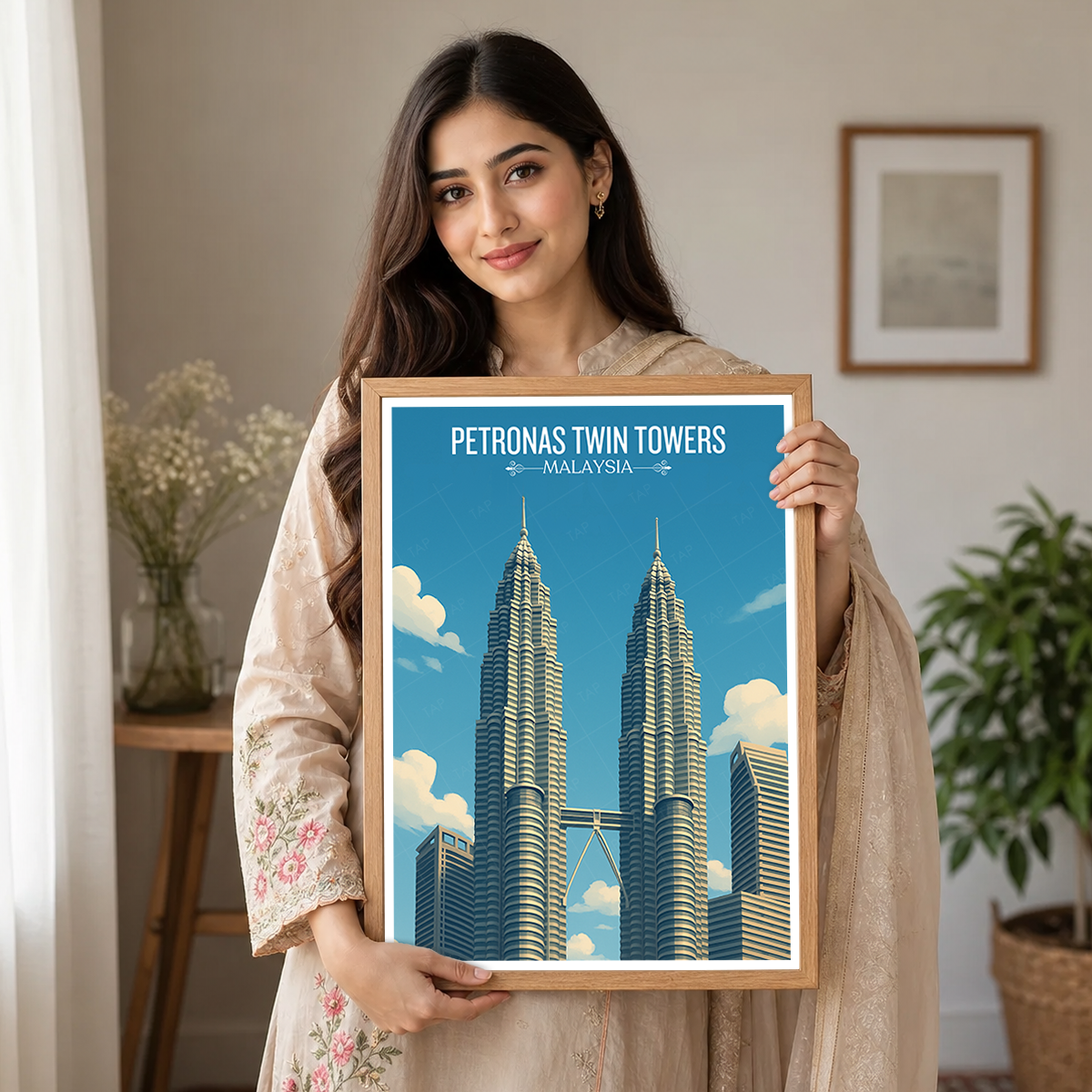 Petronas Twin Towers - Malaysia - Travel Wall Art Deco Poster Print - Art Print - Travel Art Poster